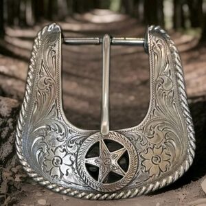 Cody James Star Belt Buckle Silver Tone Metal Cowboy Western New Vintage, Unisex